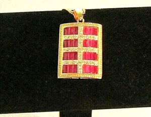 Women's Ruby & White Topaz 18KT Gold Filled 17" Chain Necklace (#776) NWOT - Picture 1 of 6
