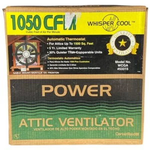 Air Vent Gable Mount Exhaust Fan 1050 CFM Gray Adjustable Thermostat - Picture 1 of 6