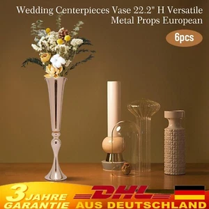 6pcs Vase Blumenvase Metall Vintage Amphoren Hochzeit Dekovase Silber 56.5cm - Bild 1 von 10