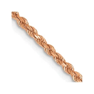 Real 14kt Rose Gold 18 inch 1.75mm Diamond-cut Rope with Lobster Clasp Chain - Picture 1 of 7