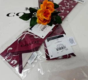 ๐๐ทNWT Coach Signature C Silk Skinny Scarf Bright Violet Reversible *AUTHENTIC* - Picture 1 of 5