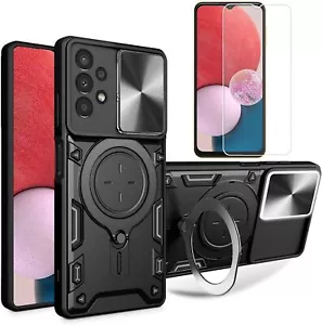 For Samsung S25 Ultra S24 S23 Magnetic Ring Stand Screen Protector Slide Case - Picture 1 of 39