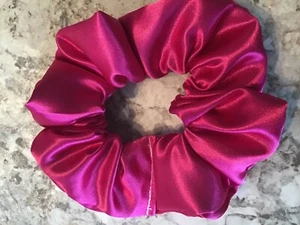 Hot Pink Satin SCRUNCHIE Christmas HAIR ELASTIC Scrunchies stocking stuffer new - Picture 1 of 1