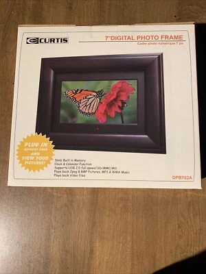 NEW Curtis DPB702A 7" LCD Digital Picture Frame WIRELESS REMOTE BLACK WOOD - Image 1 of 4