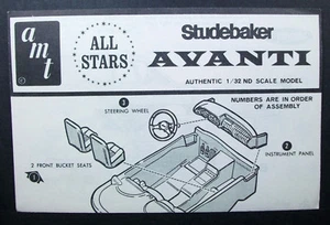 AMT All Stars 1:32 STUDEBAKER AVANTI; INSTRUCTIONS ONLY; Assembly Leaflet - Picture 1 of 3