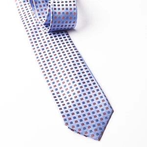 DI SIENA Silk Tie Blue Neat Print Pattern Italy Made - Picture 1 of 3