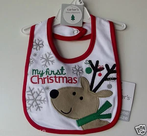 Carter's Baby Bib "My First Christmas" One Size NWT - Picture 1 of 5