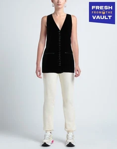 PVP €350 EMPORIO ARMANI Top EU42 US6 UK10 M Negro Sin Mangas Cuello en V Botón Delantero - Imagen 1 de 5
