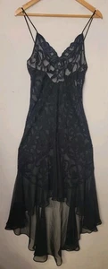 Natori Vintage Nachthemd schwarz Chiffon Schlupf Negligee Gr. Small Satin Burnout - Bild 1 von 6