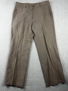 Armani Collezioni Pants Mens 34Lx31 Brown Dress Slacks Flat Front Lined Classic - Picture 1 of 10
