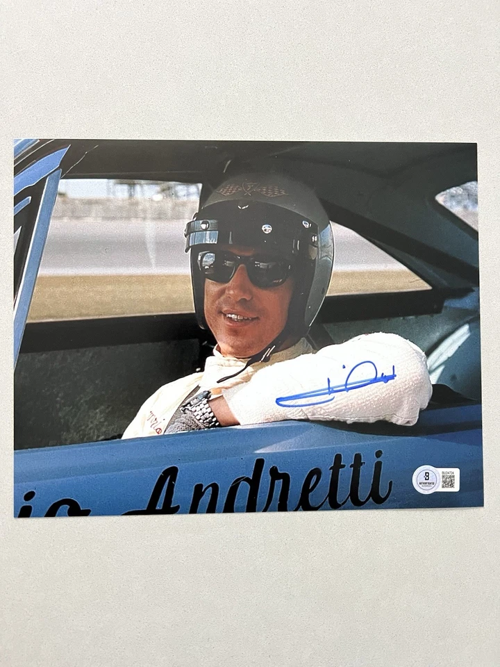 Mario Andretti autographed signed 8x10 photo Beckett BAS COA Formula One CARS F1 Foto 1 de 1
