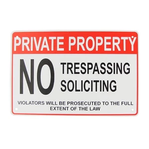 Letrero de hojalata de metal sin solicitud de infractores procesados propiedad privada no intrusión - Imagen 1 de 4