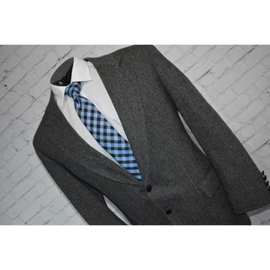 Savile Row Tweed Blazers Sportcoat Jacket Mens Size 42 Reg Gray Herringbone Wool - Picture 1 of 11