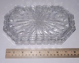 Vintage Kristall achteckig bedeckt Kommode Box, klar, schwer - Bild 1 von 7