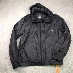 Chaqueta cortavientos con capucha Lacoste para hombre 54/L negra resistente al agua utilitaria - Imagen 1 de 11