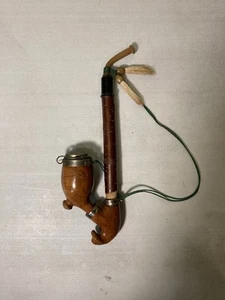 Pipa de madera tirolesa hecha a mano vintage con tapa de metal - Imagen 1 de 5