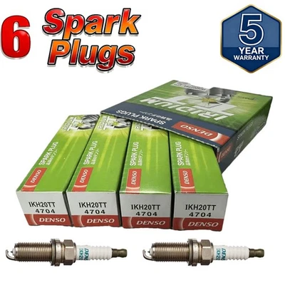 6x Spark Plugs for Denso 4704 IKH20TT Iridium TT 0041591303 for HYUNDAI - Image 1 of 4