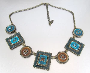 Herve Dubin Enamel Crystal Necklace French Designer - Picture 1 of 5