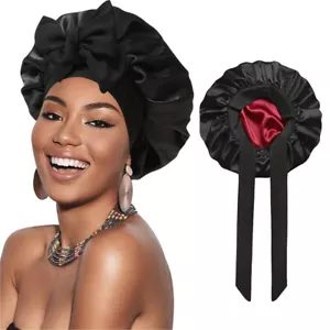 1x Long Hair Care Satin Bonnet Night Sleep Hat Cap Silk feel Head Wrap Turban - Picture 1 of 16