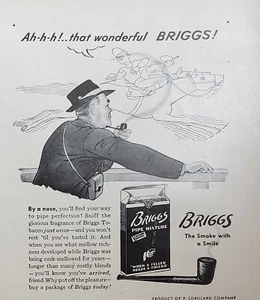 Briggs 1943 Pipe Mixture Tobacco Man Daydreaming anuncio impreso - Imagen 1 de 1