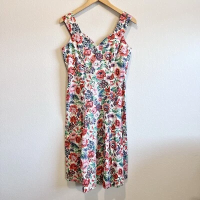 J. Peterman Floral Sweetheart Dress Women’s Size 4 Cotton Garden Party Summer - Image 1 of 4
