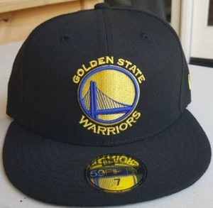 New Era NBA Golden State Warriors 59FIFTY Fitted Black Hat Cap Size 7 - Picture 1 of 5
