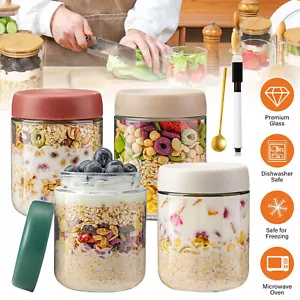 Overnight Oats Gläser & Deckel 500ml Einmachgläser Meal Prep Gläser Glasbehälter - Bild 1 von 12
