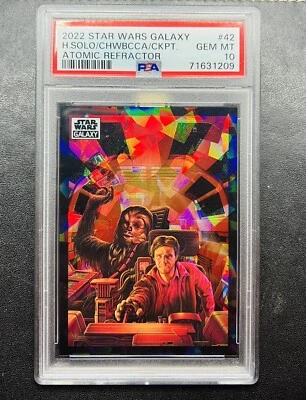 PSA 10 - Han Solo & Chewbacca - Atomic /150 - 2022 Topps Star Wars Galaxy #42 - Image 1 of 3