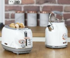NEW Tower Kettle & 2 Slice Toaster Set White Marble & Rose Gold 3 Year Guarantee