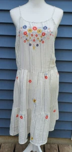 Goa Beachwear by Japna gestreiftes besticktes Blumenkleid/Überwurf SM 100 % Baumwolle - Bild 1 von 9