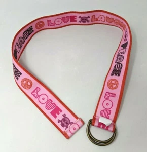 Pink & Red Love Laugh Peace Skulls Hearts Girls Kids Polyester Belt India FP20 - Picture 1 of 4