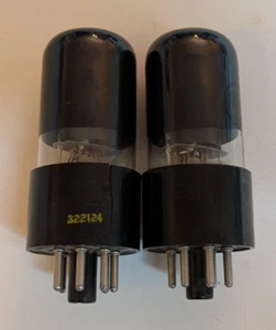 6V6GT Tung-Sol NOS Test Matched Pair Tubes Black Glass Black Plate #2 - Picture 1 of 8