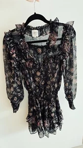 MISA LA -Anessa -Black and Purple Floral Mini Dress Sz XSmall -US2-4 - Picture 1 of 4