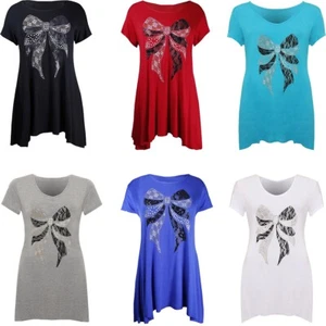 Prendas para el torso largas desiguales de cuello redondo de gran tamaño con dobladillo con tachuelas de encaje con moño de talla grande para mujer - Imagen 1 de 13
