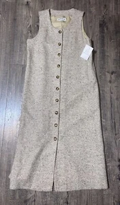 NEW ORVIS 100 % Wool Jumper Dress Button Up 2 Pockets Size P10 New USA Tweed - Picture 1 of 5