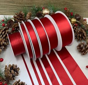 Berry Red double satin ribbon Christmas Valentines day gift bow 7-50mm RECYCLED