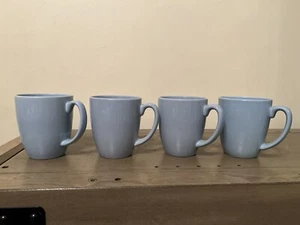 Set Of 4 Excellent Condition Light Blue Corelle Stoneware Coffee Mugs - Picture 1 of 9