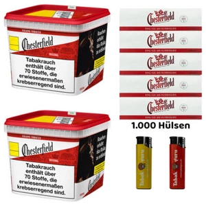 Chesterfield Red/Rot Volumentabak 2x 260g Giga BOX, Hülsen, Sturmfeuerzeuge
