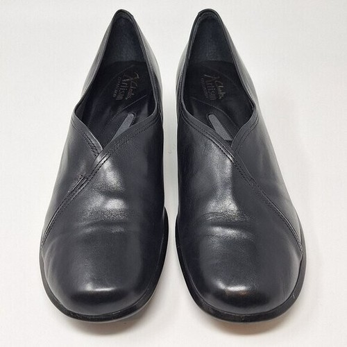 Mocassino Clarks Artisan nero in pelle con tacco a blocco comodo donna 9