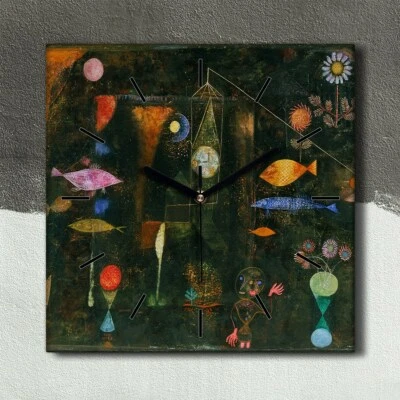 Wandbild Leinwand Bilder mit Uhr Geräuschlos 30x30 Fisch Magie - Bild 1 von 4
