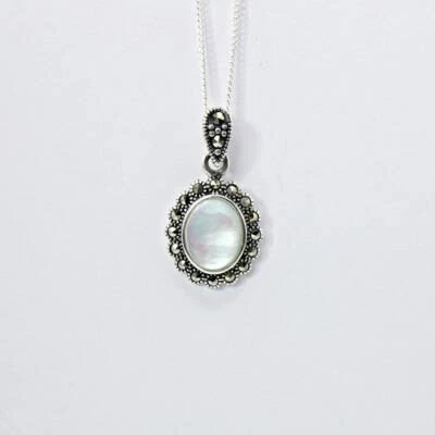 WHITE GOLD FINISH Dainty Mystical White Opal Oval Cut Pendant Necklace - Image 1 of 4