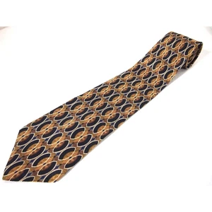 Alexander Julian Colors Vtg Mens Gold Black Geometric Necktie Tie 100% Silk 58" - Picture 1 of 3