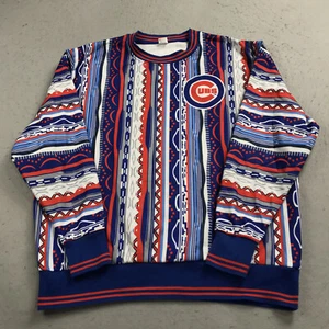 Chicago Cubs Sweater Mens XL Blue Red Pat Hughes SGA Giveaway Coogi RARE - Picture 1 of 9