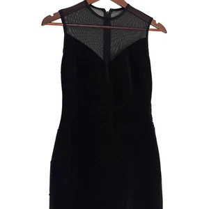 Vintage 90s Tadashi Shoji Mermaid Gown Dress Small S Black Mesh Illusion Bodycon - Picture 1 of 6