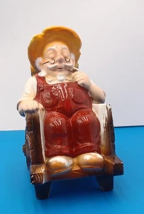 Vintage Lefton Rocking Grandpa Pfeife Smoking Pipe Retirement Bank 2397 - Bild 1 von 9