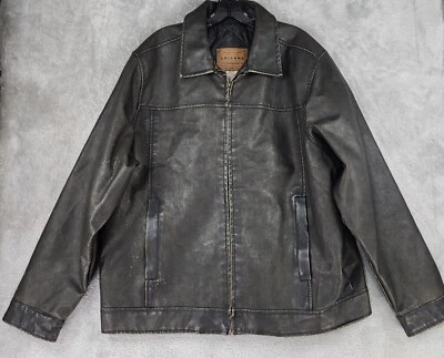 Chaqueta Arizona Para Hombre XL Negra Cremallera Completa Manga Larga Forrada Envejecida Cuero Sintético Foto 1 de 4