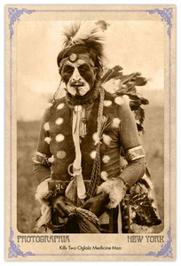 Kills Two Oglala Sioux Medicine Man Vintage Photograph Reprint Cabinet Card - Picture 1 of 1