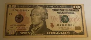 $10 Star Note 2009 JF00001806* Very Low Serial 4 Of A Kind Together 4 Unique #s - Picture 1 of 4