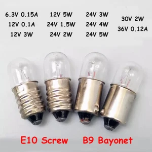 6.3/12/24/30/36/48V 1/1.5/2/3/5W B9 E10 Screw/Bayonet Indicator Light Bulb Lamp - Picture 1 of 7