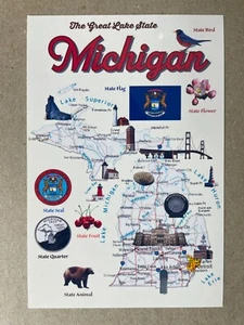 New Postcard 4x6 Michigan State Map USA 50 States Map Series - Picture 1 of 3